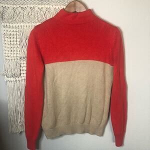 Mango Suit Red Tan Color-Block Sweater XS